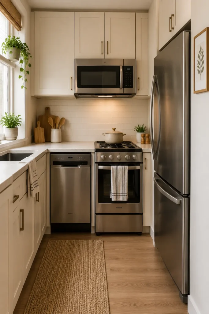 Small kitchen featuring compact appliances that save space without sacrificing everyday functionality