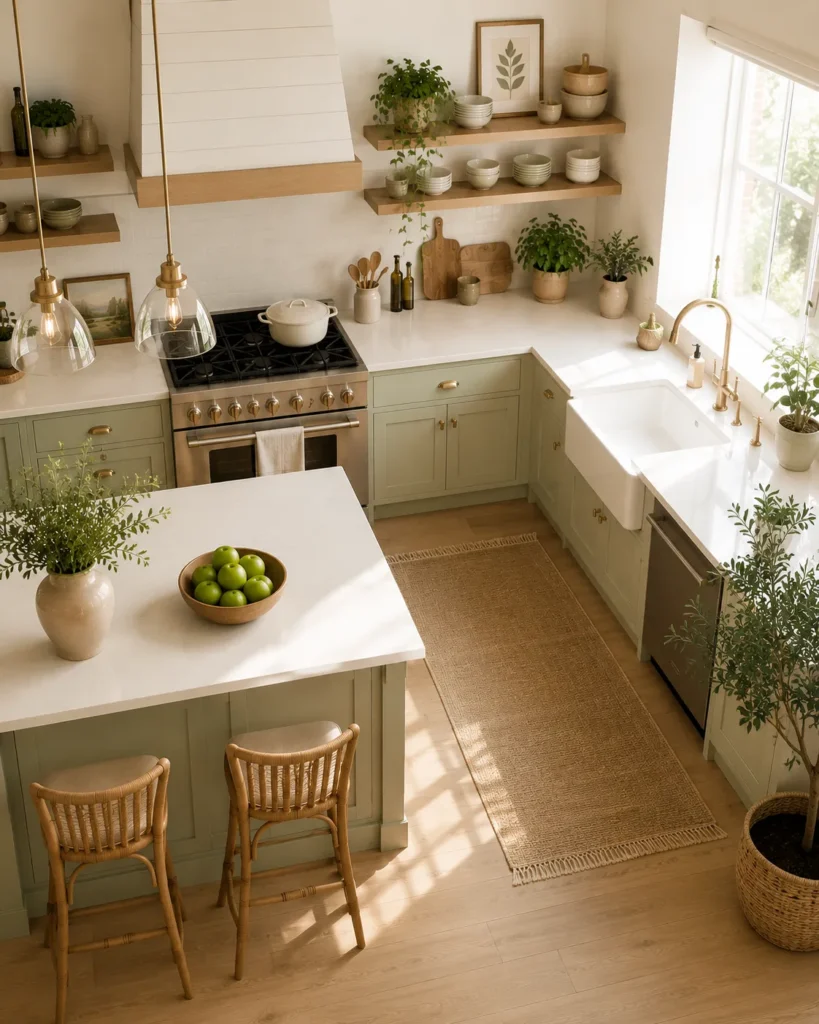 Compact kitchen island combining storage, prep area, and seating in one multifunction design