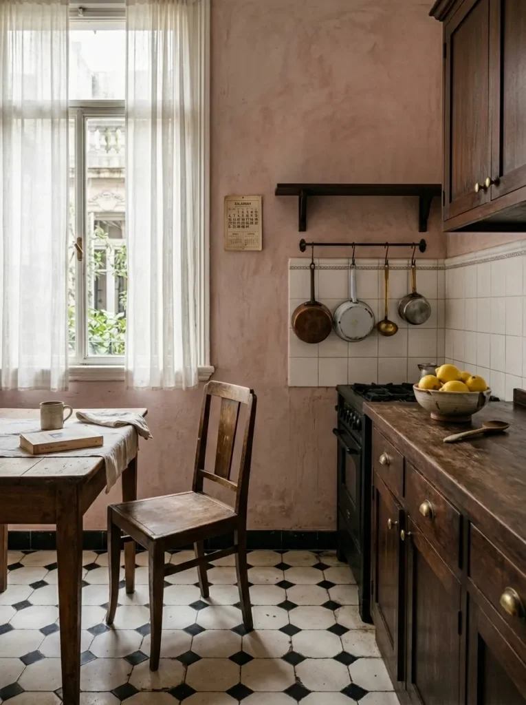 Cozy kitchen with thoughtfully curated decor and relaxed lived-in character