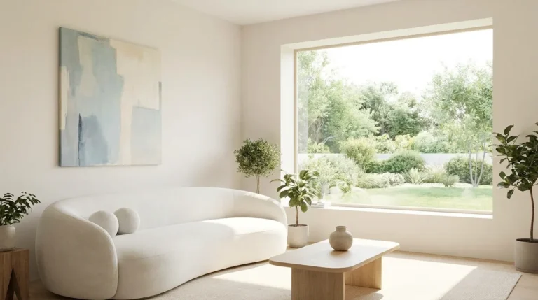 Minimal living room ideas featuring clean furniture, warm natural materials, soft textures, and relaxing modern interiors