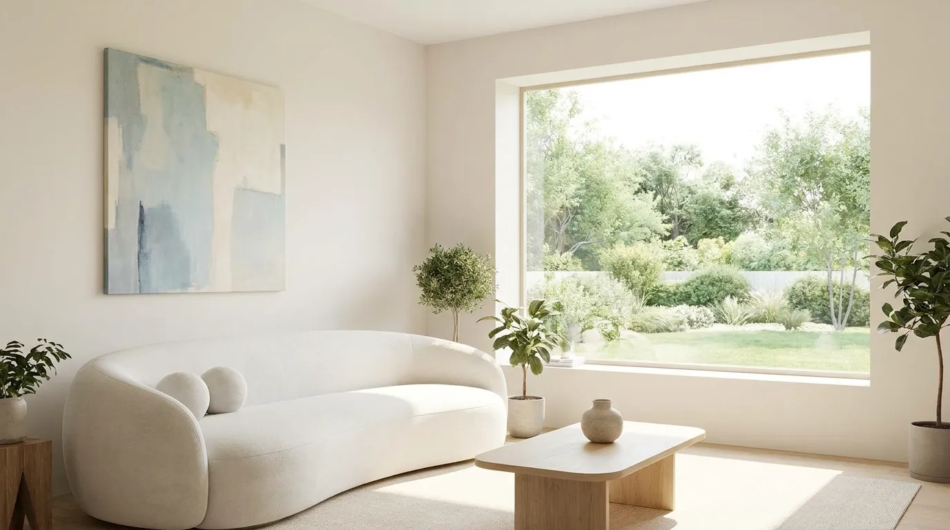 Minimal living room ideas featuring clean furniture, warm natural materials, soft textures, and relaxing modern interiors